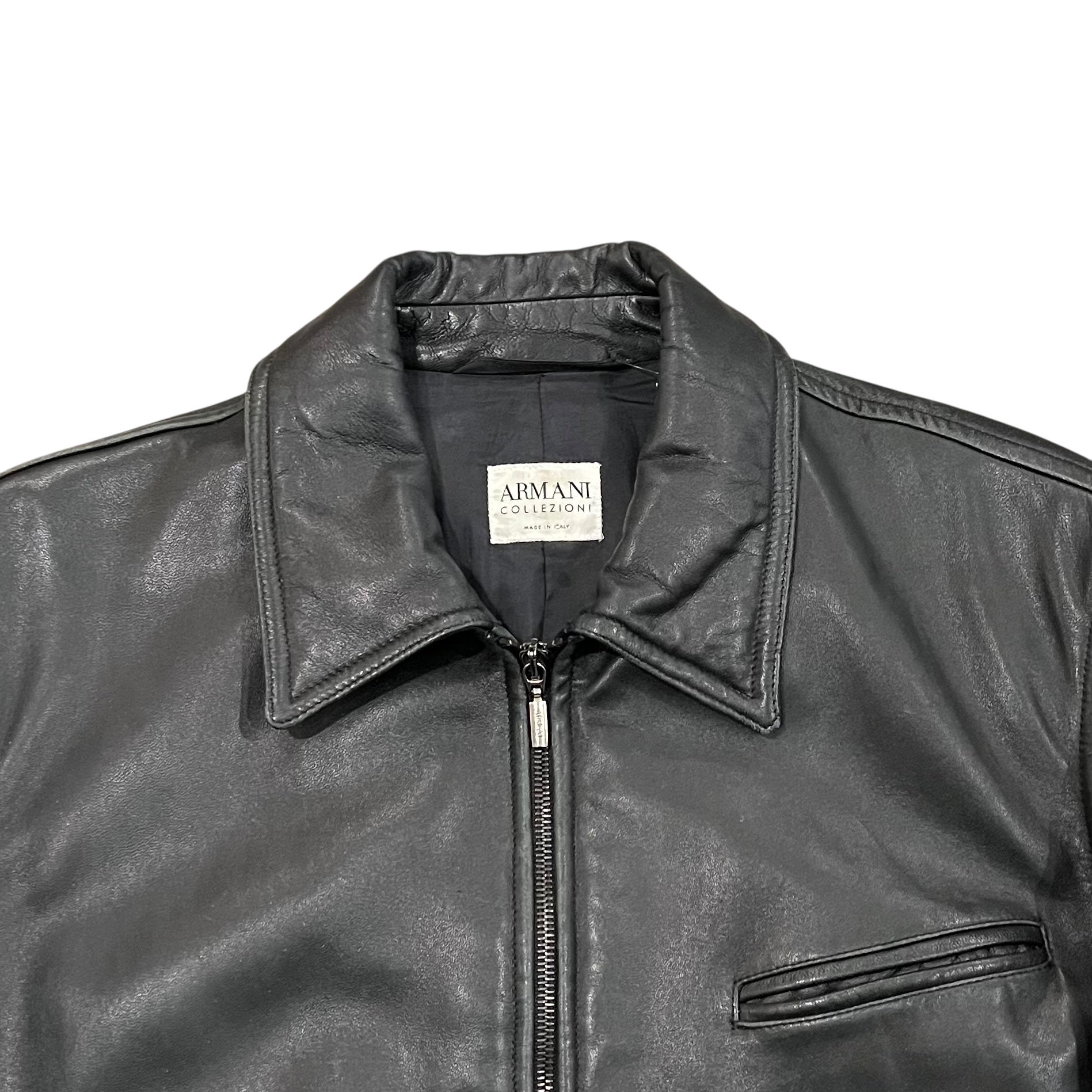 90s armani collezioni lambskin leather jacket M