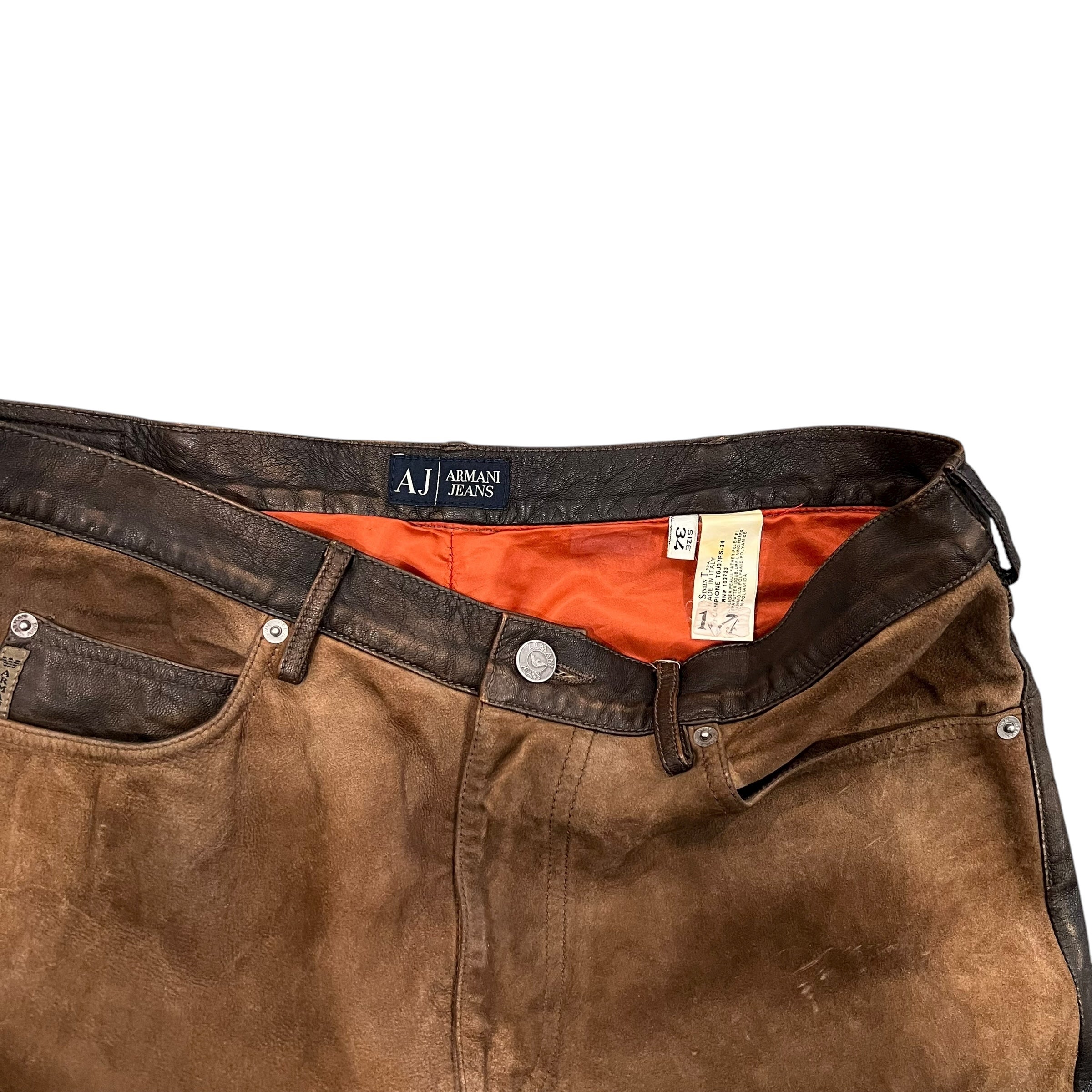 vintage armani jeans leather suede pants 32 X